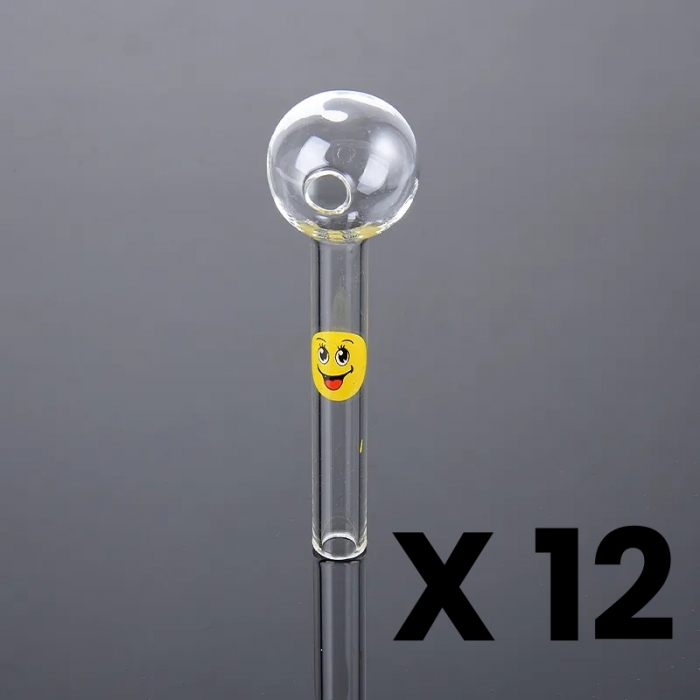 Dozen Pack Smile Face Straight Sweet Puff Glass Pipe 12cm
