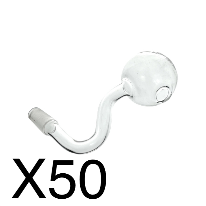 50 x Mini Bubbler Big Bowl Glass Pipe C10mm B35mm L8cm