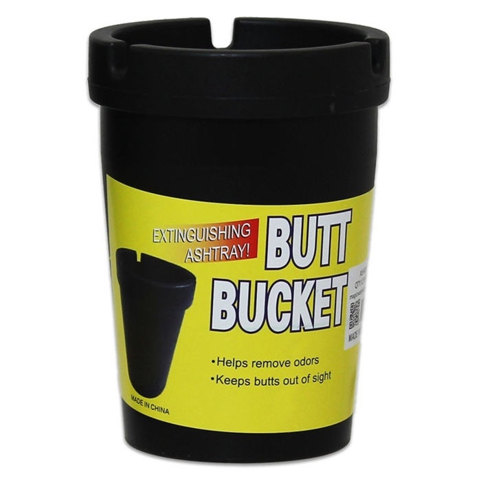 Small Butt Black Bucket Plastic Ashtray