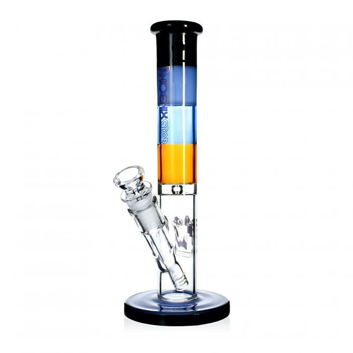 Phoenix Star Straight Tube Bong Glass Water Pipe 28cm Blue