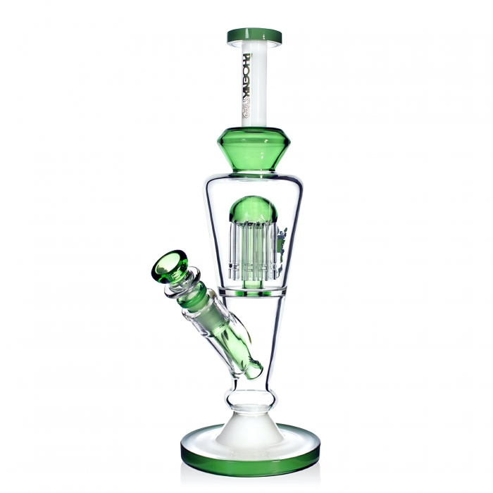Phoenix Star 10 Arm Tree Perc Glass Bong 31cm Green