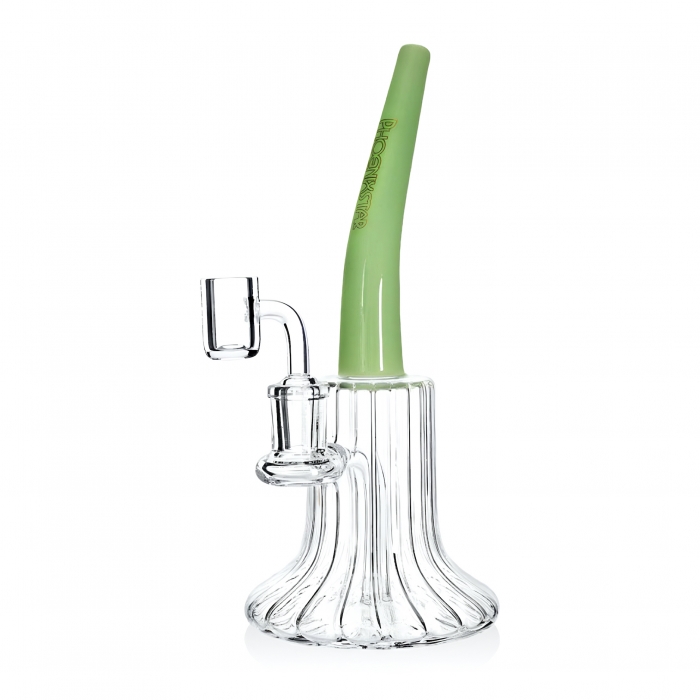 Phoenix Star Glass Ribbed Dab Rig with Quartz Banger 22cm Green