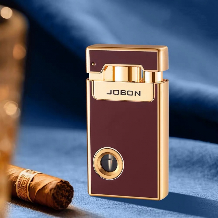 Jobon Dual Flame Butane Transparent Tank Jet Lighter Red And Gold