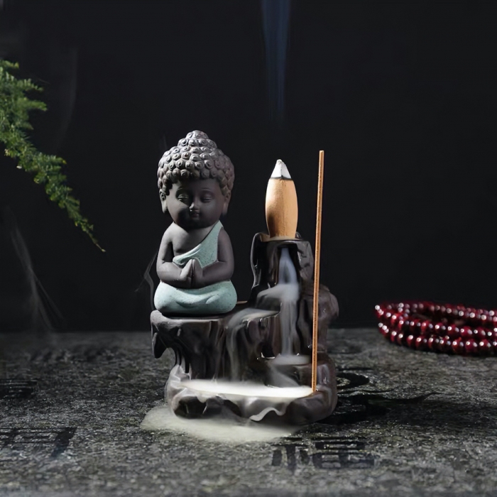 Handcrafted Litter Buddha Ceramic Backflow Incense Burner