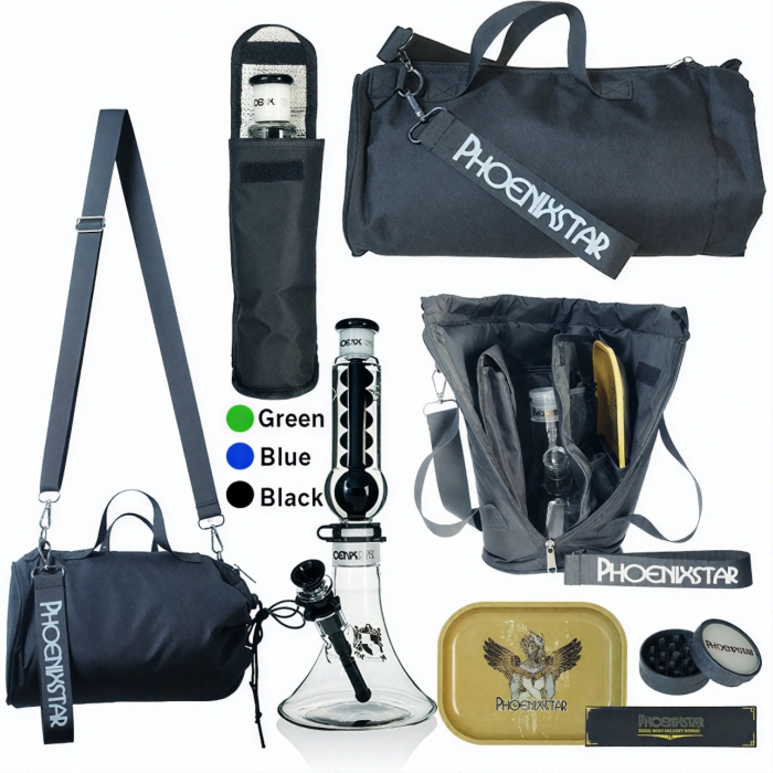 Phoenix Star Complete Perc Bong Travel Kit With Carry Bag Black