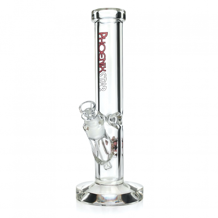 Phoenix Star 9mm Thick Glass Straight Tube Bong 30cm Red