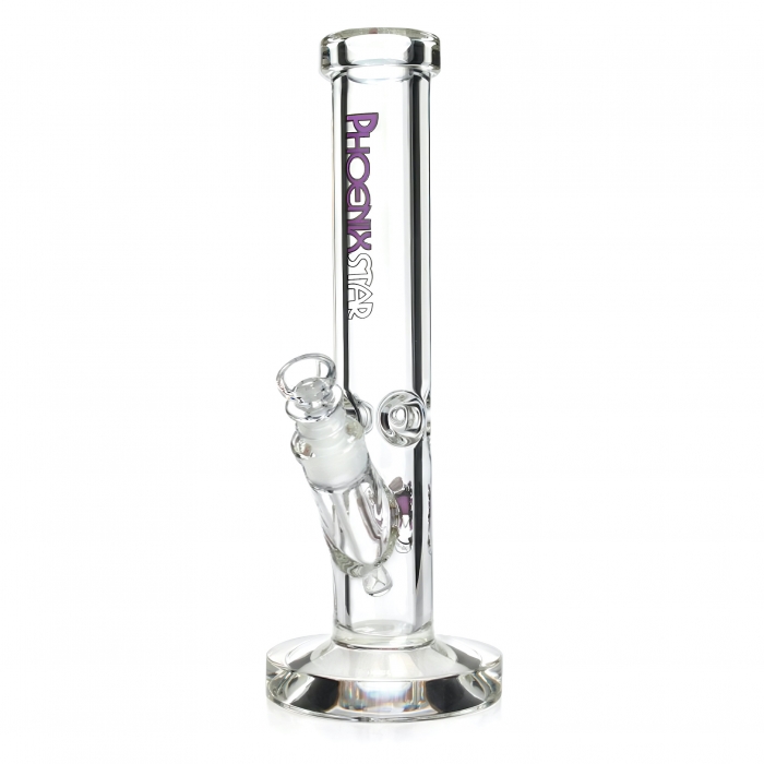 Phoenix Star 9mm Thick Glass Straight Tube Bong 30cm Purple