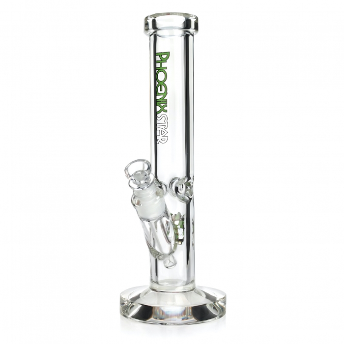 Phoenix Star 9mm Thick Glass Straight Tube Bong 30cm Green