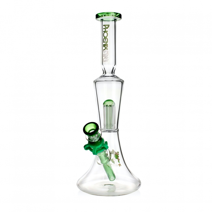 Phoenix Star Percolator Bong with 8 Tree Arms Perc 34cm Green