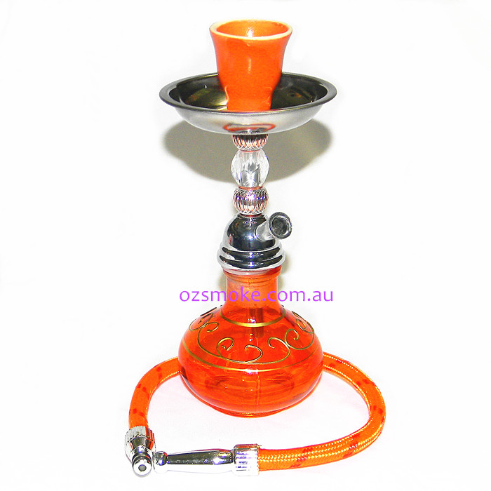 Small Orange Base Metal Stem Hookah