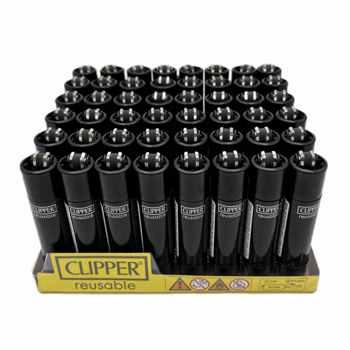 CLIPPER Genuine Refillable Gas Lighter Solid Black Soft Touch