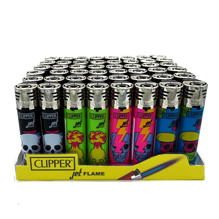 Clipper Refillable Gas Jet Lighter Broken Skull