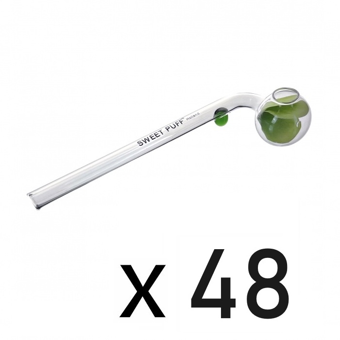 48 Green Leaf Green Balancer Clear SWEET PUFF Glass Pipes 15cm