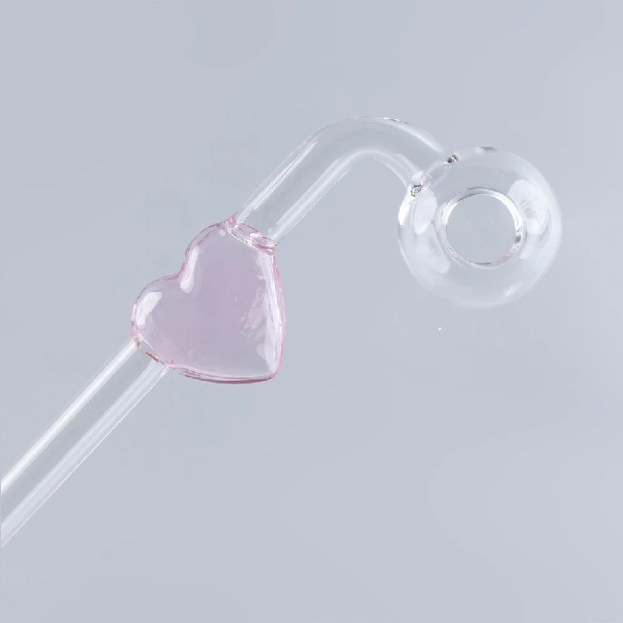 Pink Love Heart Sweet Puff Glass Pipe 14cm