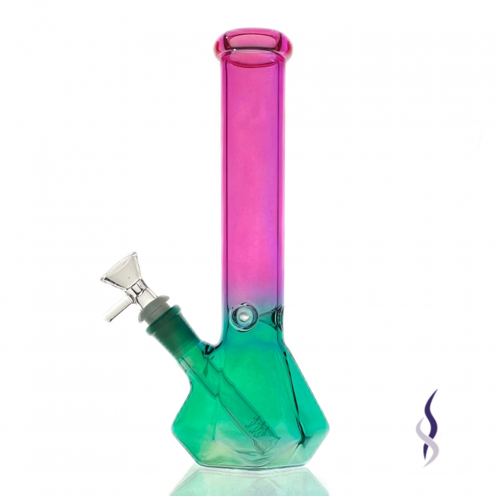 OZS Diamond Shaped Full Glass Beaker Bong with Ice Catcher 25cm