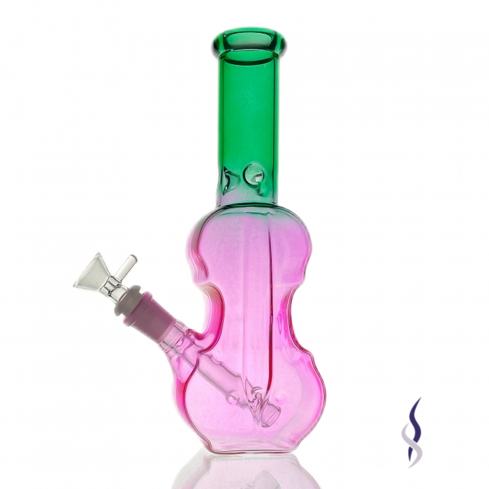 OZS Cello Shaped Full Glass Bong with Ice Catcher 26cm