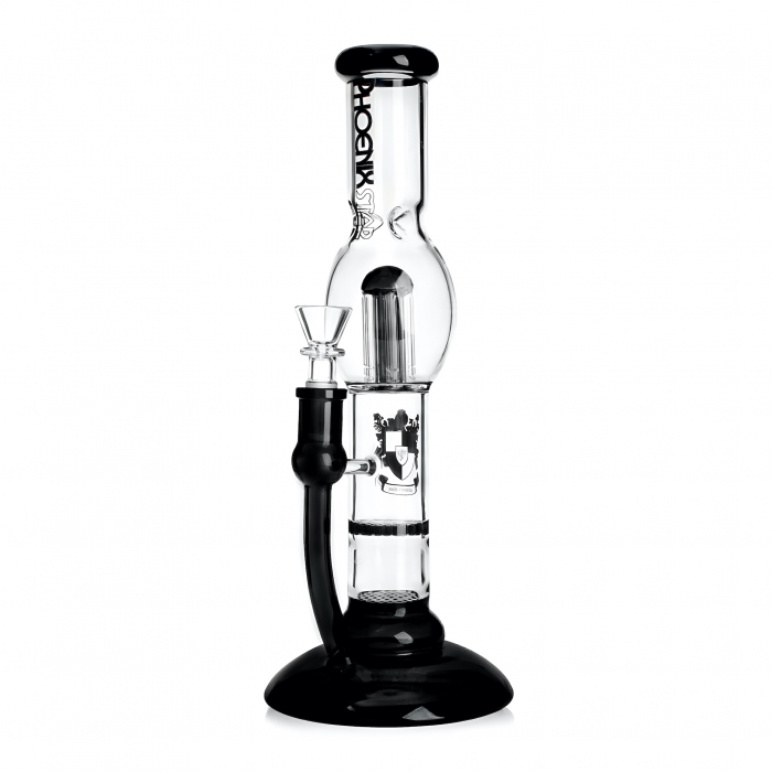 Phoenix Star Triple Perc Glass Bong 30cm Black