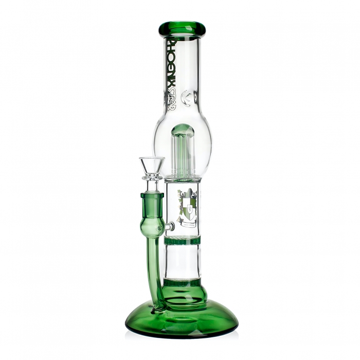 Phoenix Star Triple Perc Glass Bong 30cm Green