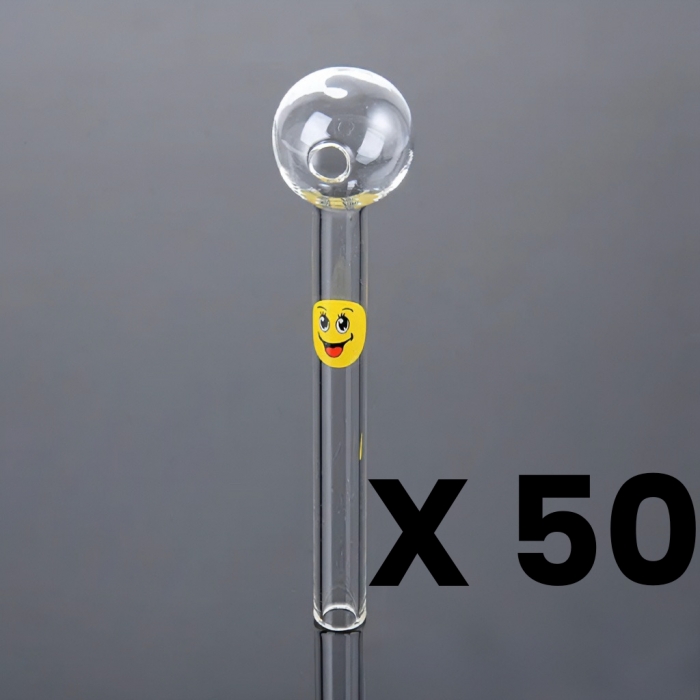 50 Pack Smile Face Straight Sweet Puff Glass Pipe 12cm