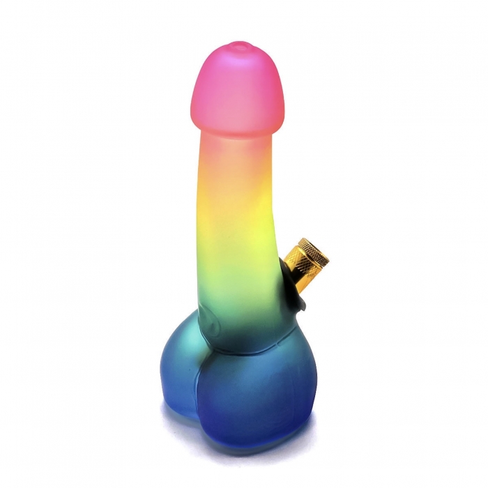 WEGE Frosted Rainbow Penis Glass Bong 18cm