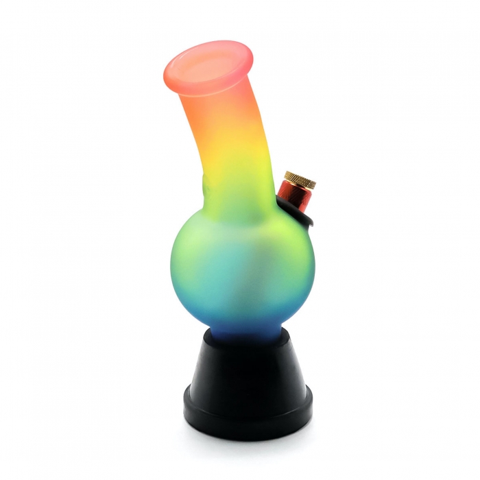 WEGE Frosted Rainbow Small Glass Bubble Bong 19cm